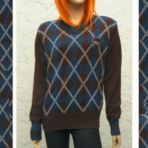 Y2k Fowler College New Haven CT Argyle Sweater S